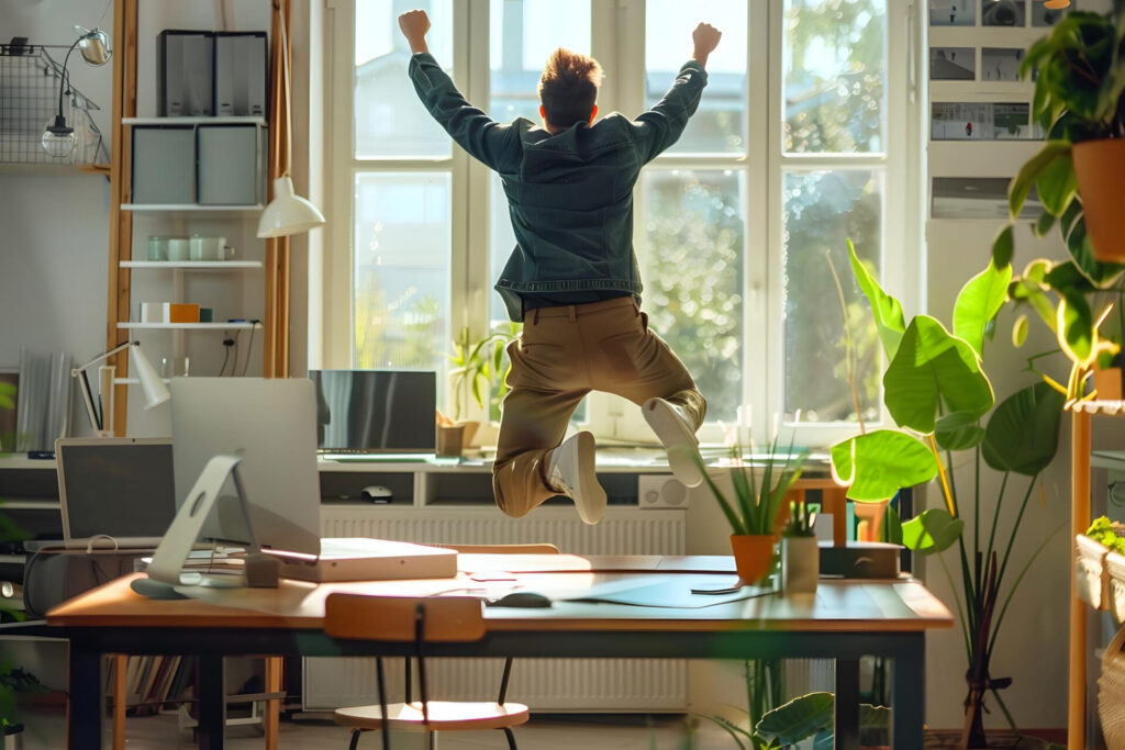 happy motivated office worker - how to get motivated when you're tired