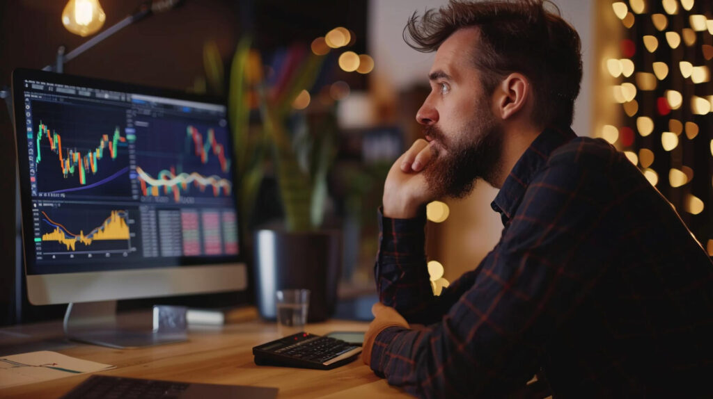 a man looking at a computer screen - what is blockchain technology