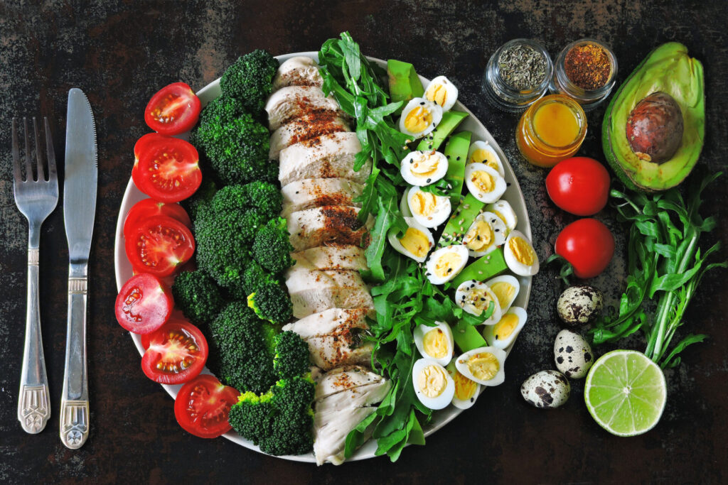A plate of food with vegetables and meat - healthy meals with hidden vegetables